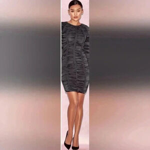 Siege' Charcoal Grey Laser Cut Braided Dress - House of CB